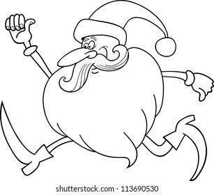 Cartoon Illustration of Santa Claus or Father Christmas or Papa Noel for Coloring Book or Page