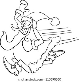 Cartoon Illustration of Santa Claus or Father Christmas or Papa Noel for Coloring Book or Page