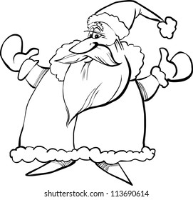 Cartoon Illustration of Santa Claus or Father Christmas or Papa Noel for Coloring Book or Page