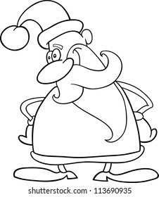 Cartoon Illustration of Santa Claus or Father Christmas or Papa Noel for Coloring Book or Page