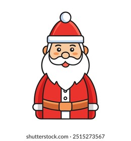 A cartoon illustration of Santa Claus with a fluffy beard and hat