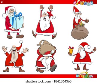 Cartoon illustration of Santa Claus holidays characters on  Christmas time Set