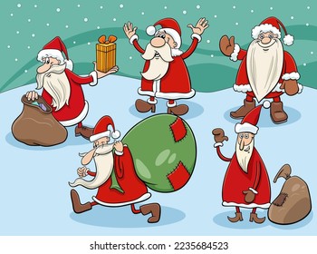 Cartoon-Illustration von Comic-Figuren der Weihnachtszeit