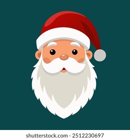 Cartoon illustration of Santa Clauss face with beard and hat