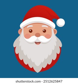 Cartoon illustration of Santa Clauss face on a blue background