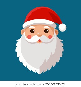 Cartoon illustration of Santa Clauss face with beard and hat