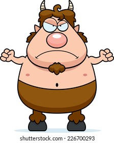 A cartoon illustration of a satyr looking angry.
