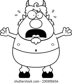 A cartoon illustration of a satyr looking scared.