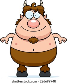A cartoon illustration of a satyr smiling.