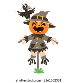 Cartoon Illustration Of A Scarecrow