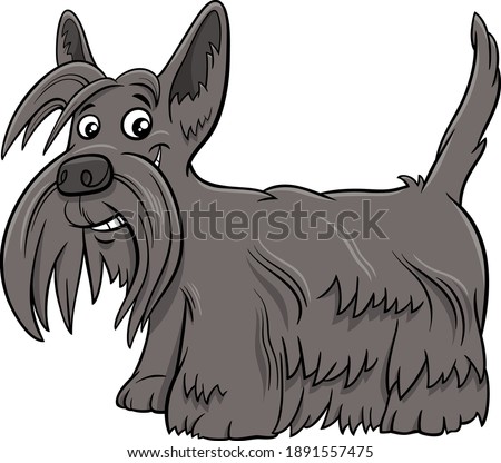 Cartoon illustration of Scottish Terrier purebred dog animal character