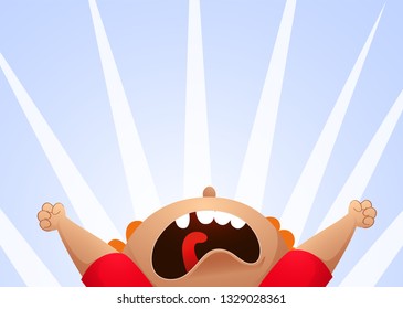 Cartoon illustration of screaming child. Vector illustration