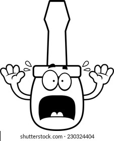 A cartoon illustration of a screwdriver looking scared.