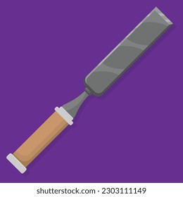 Cartoon illustration of a sculpting tool on a purple background.