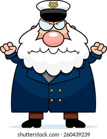 A cartoon illustration of a sea captain looking angry.