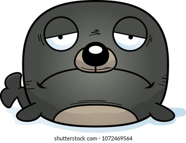 A cartoon illustration of a seal looking sad.