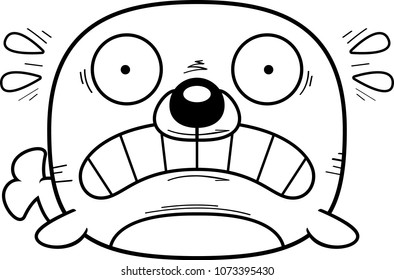 A cartoon illustration of a seal looking scared.