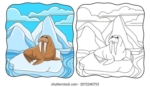 cartoon illustration the seal is on the ice book or page for kids