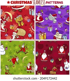 Cartoon-Illustration nahtloser Muster mit Weihnachtsfiguren für Wrapper oder Papierpackungen