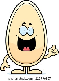 A cartoon illustration of a seed with an idea.