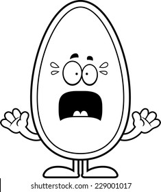 A cartoon illustration of a seed looking scared.
