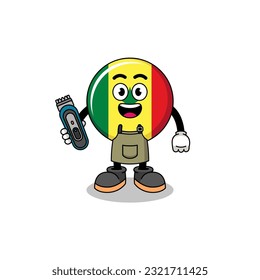 Cartoon Illustration of senegal flag as a barber man , character design