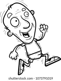 A cartoon illustration of a senior citizen man running.