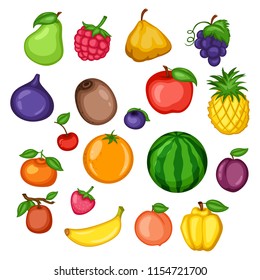 Cartoon Illustration Set Different Fruits Berries Stock Vector (Royalty ...