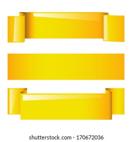 cartoon illustration of set of different types of labels in yellow color