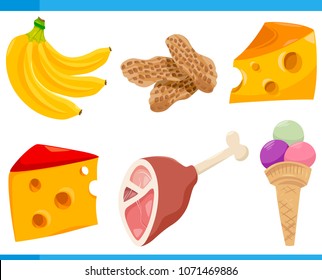 Cartoon Illustration Set of Food Objects