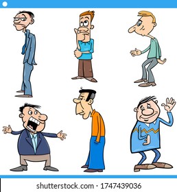 Cartoon Illustration Set of Funny Men Characters