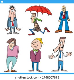 Cartoon Illustration Set of Funny Men Characters