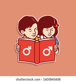 Cartoon Illustration Sex Education For Kids - Vector