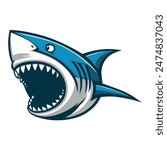Cartoon illustration of a Shark with mouth wide open	