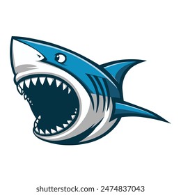 Cartoon illustration of a Shark with mouth wide open	