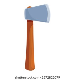 Cartoon illustration of a sharp metal axe with a wooden handle standing upright