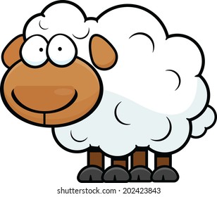 Cartoon illustration of a sheep with a blank expression. 