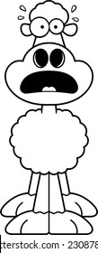 A cartoon illustration of a sheep looking scared.