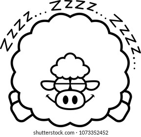 A cartoon illustration of a sheep sleeping.