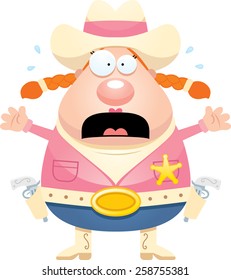 A cartoon illustration of a sheriff looking scared.