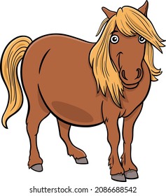 Cartoon illustration of shetland pony farm animal character