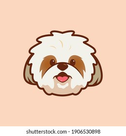 Cartoon illustration of shih tzu cute face. Vector illustration of shih tzu dog