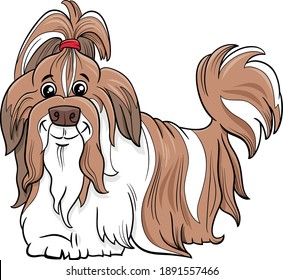 Cartoon illustration of Shih Tzu purebred dog animal character