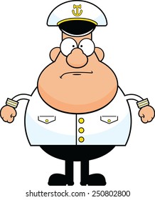 Cartoon illustration of a ship captain. 