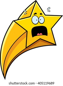 A cartoon illustration of a shooting star looking scared.