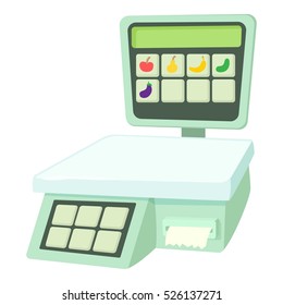 Cartoon illustration of shop scale vector icon for web