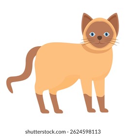Cartoon illustration of a siamese cat standing with its tail raised