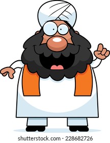 A cartoon illustration of a Sikh with an idea.