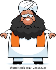 A cartoon illustration of a Sikh looking sad.