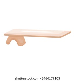 Cartoon illustration of a simple empty wooden shelf isolated on a white backdrop